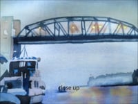 How to paint a cityscape with sea and boats : Ferry Dock , watercolor painting demonstration