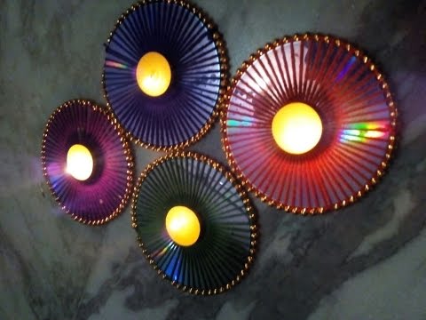 Diwali decor idea using old CD/ Multipurpose decor /Recycled craft/English subtitles
